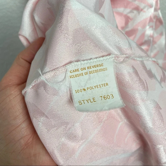 Vintage Mary McFadden Pink and White Nightgown Satin Size Small - Picture 5 of 9